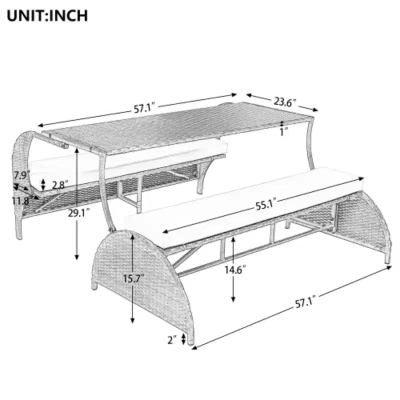 Causeuse d'extérieur polyvalente qui se transforme en quatre sièges et une table, adaptée aux jardins et aux pelouses