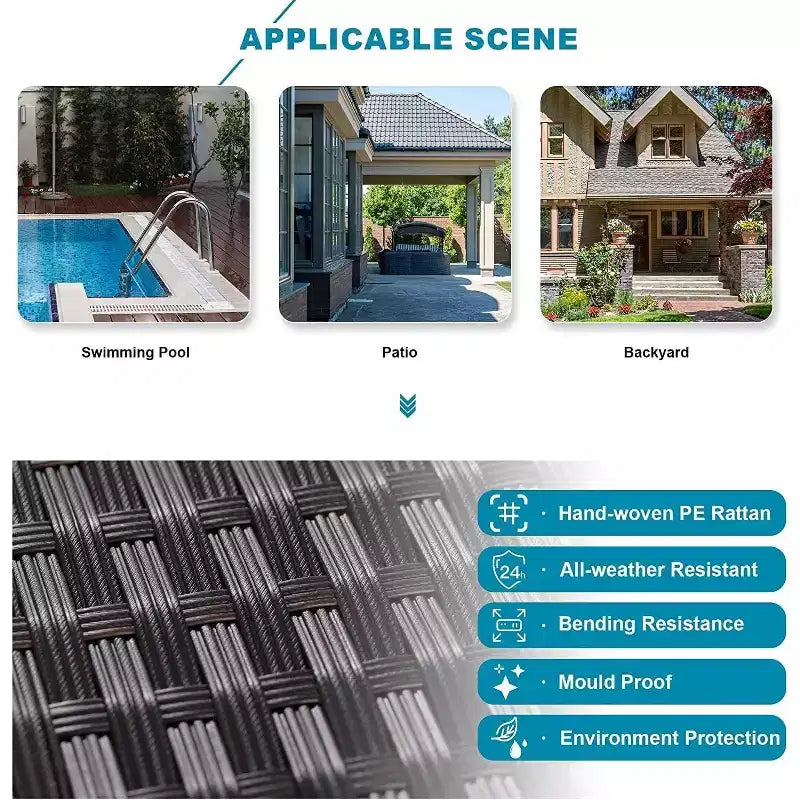ALAULM Ensembles de meubles de patio en rotin 13 pièces avec table brasero, ensembles en osier d'extérieur