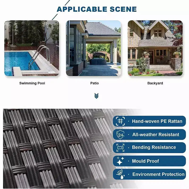 ALAULM Ensembles de meubles de patio en rotin 13 pièces avec table brasero, ensembles en osier d'extérieur