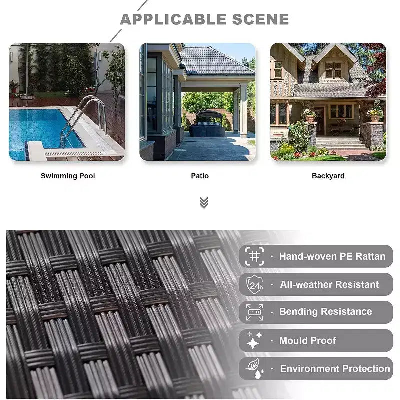 ALAULM Ensembles de meubles de patio en rotin 13 pièces avec table brasero, ensembles en osier d'extérieur