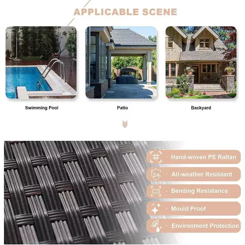 ALAULM Ensembles de meubles de patio en rotin 13 pièces avec table brasero, ensembles en osier d'extérieur