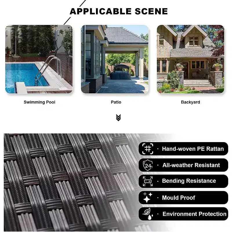 ALAULM Ensembles de meubles de patio en rotin 13 pièces avec table brasero, ensembles en osier d'extérieur