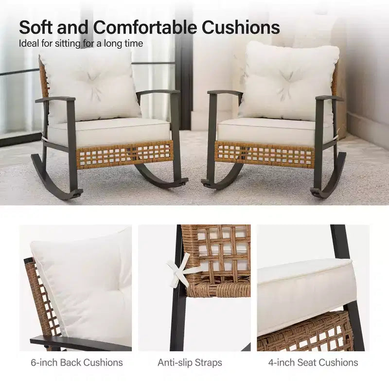 LAUSAINT HOME Fauteuil à bascule d'extérieur en osier2 pièces/ 1 pièce