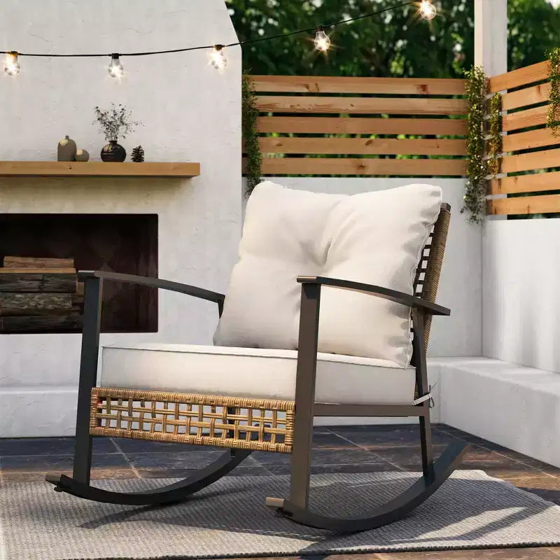 LAUSAINT HOME Fauteuil à bascule d'extérieur en osier2 pièces/ 1 pièce