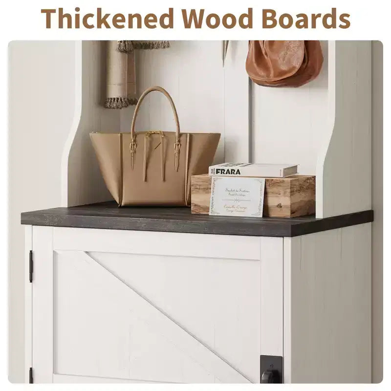 4-in-1 Hall Tree, Entryway Bench with Coat Rack, Mudroom Bench with Storage Cubbys and 4 Hooks for Hallway