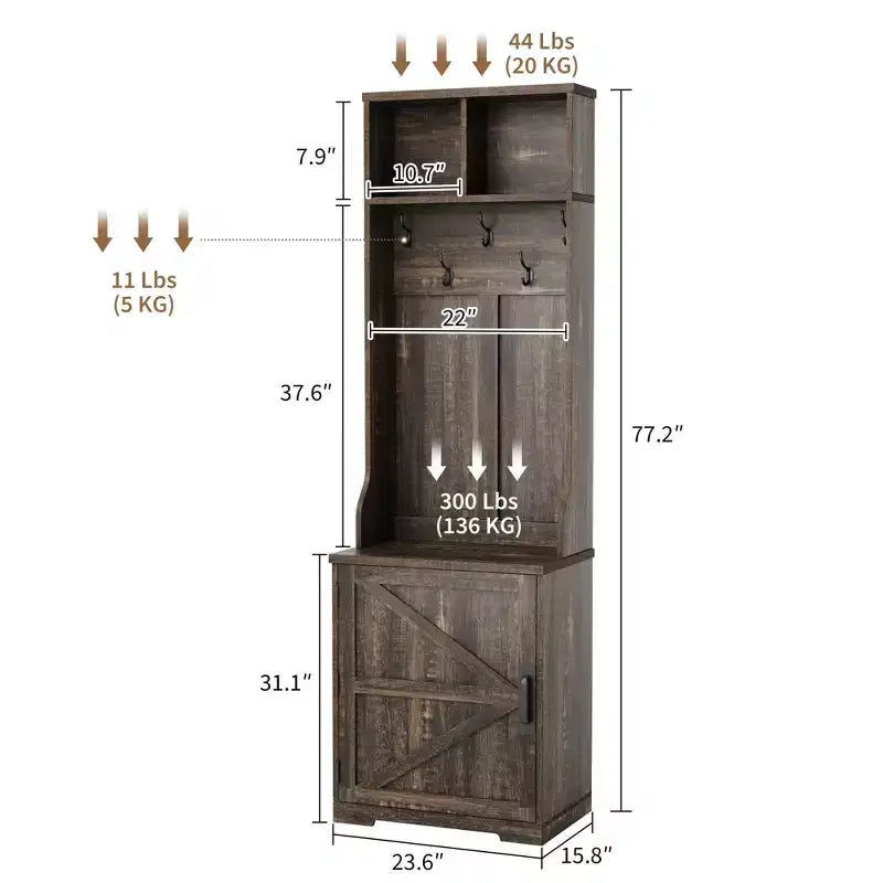 4-in-1 Hall Tree, Entryway Bench with Coat Rack, Mudroom Bench with Storage Cubbys and 4 Hooks for Hallway