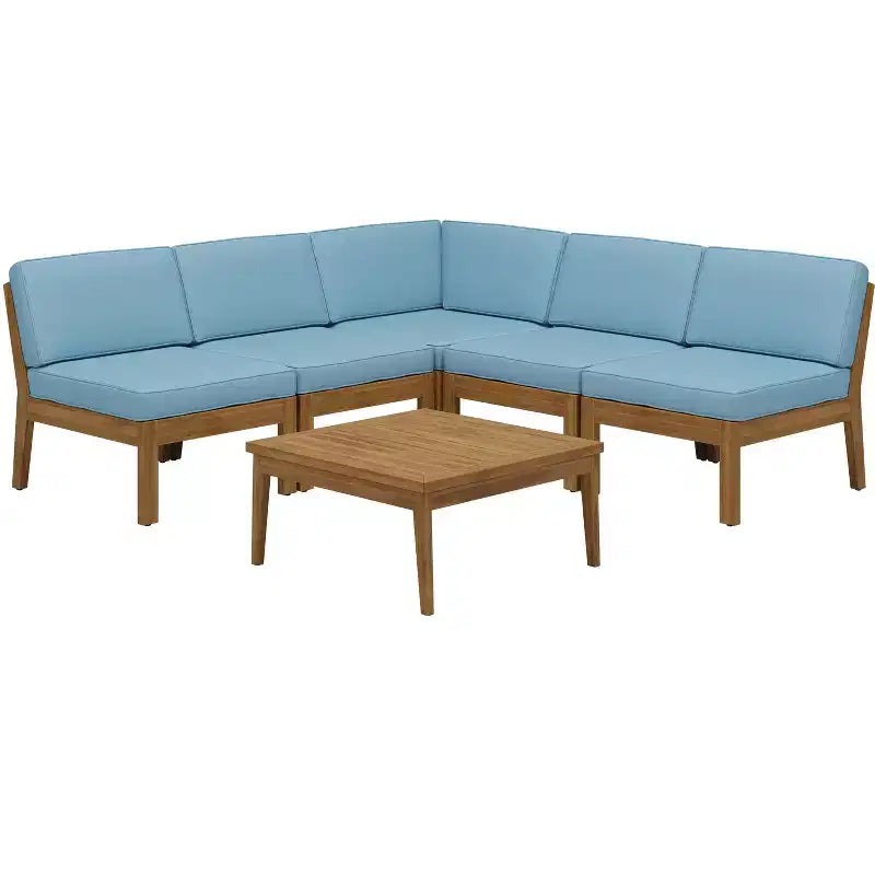 Christopher Knight Home Caelis Ensemble de 6 meubles de jardin rustiques en bois d'acacia avec coussins