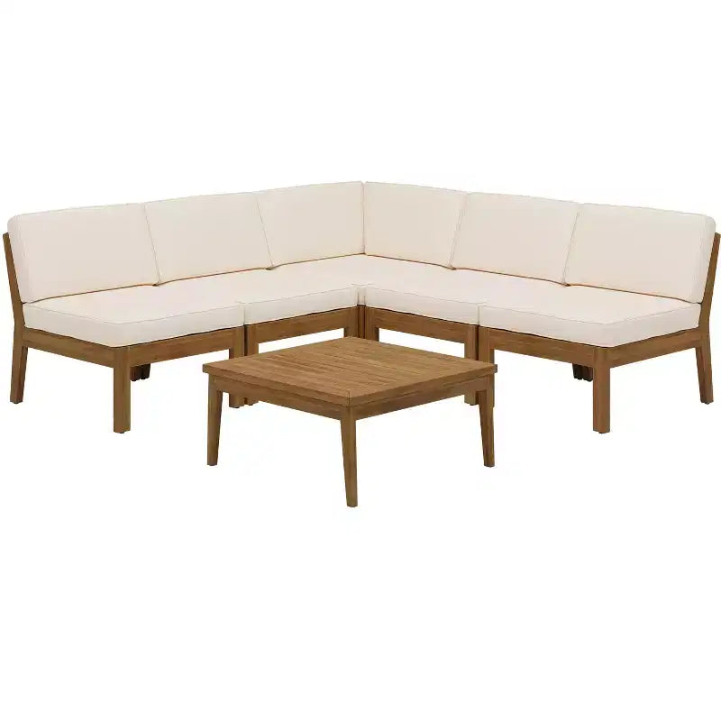 Christopher Knight Home Caelis Ensemble de 6 meubles de jardin rustiques en bois d'acacia avec coussins