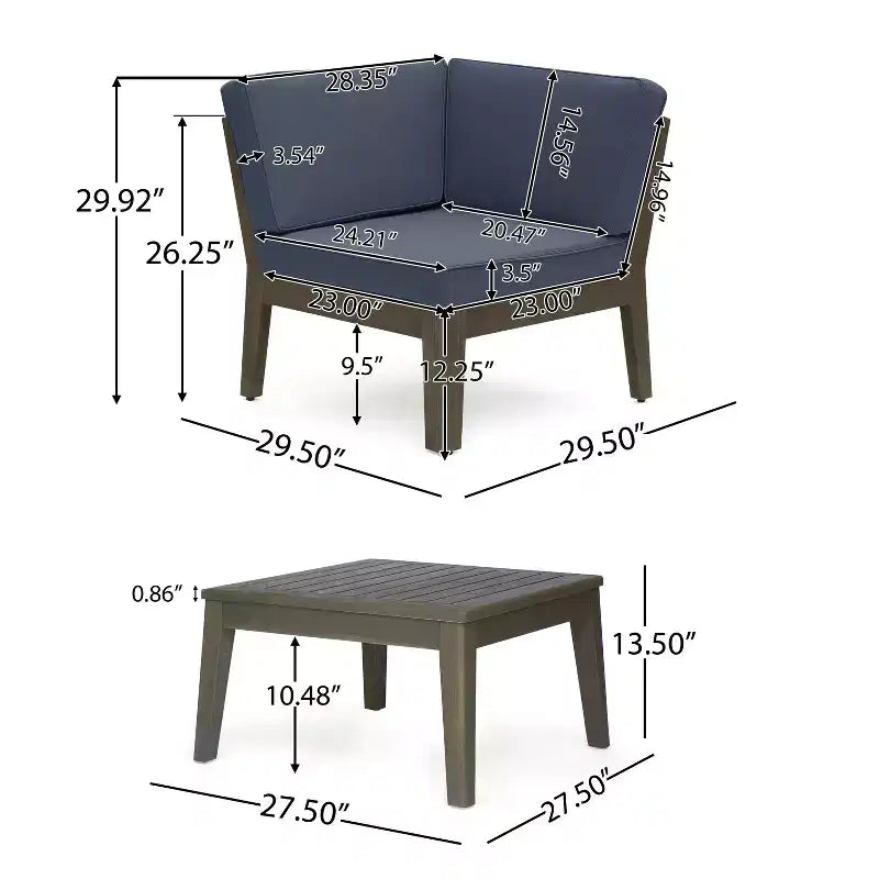 Christopher Knight Home Caelis Ensemble de 6 meubles de jardin rustiques en bois d'acacia avec coussins