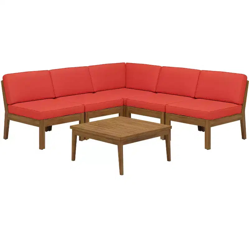 Christopher Knight Home Caelis Ensemble de 6 meubles de jardin rustiques en bois d'acacia avec coussins