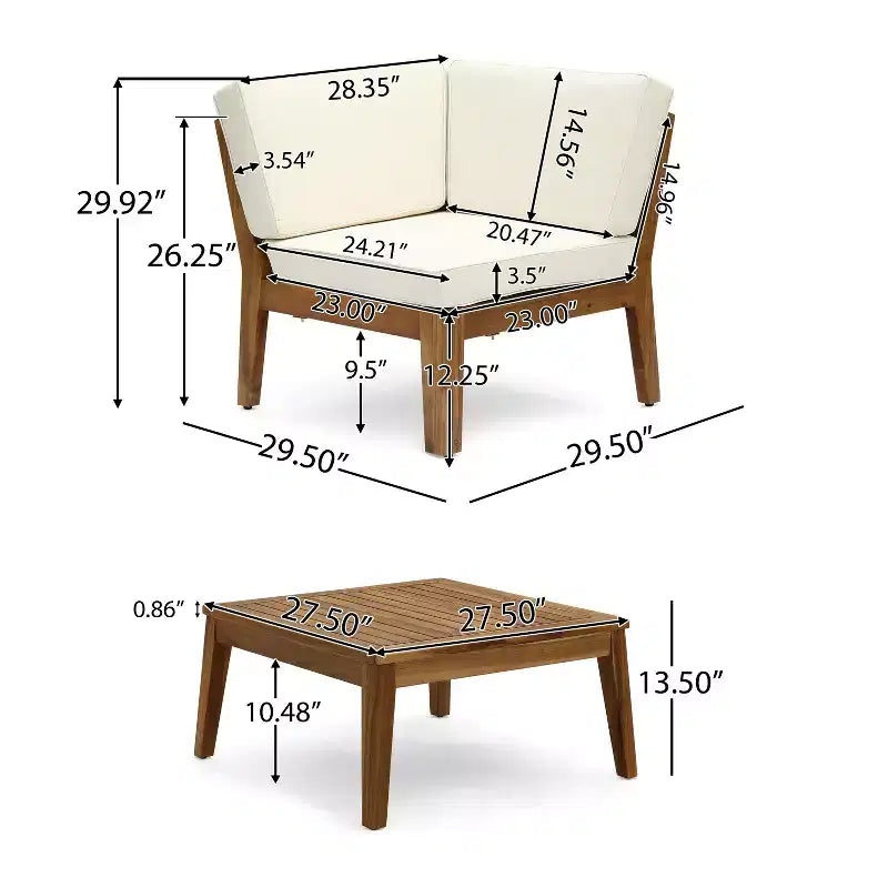 Christopher Knight Home Caelis Ensemble de 6 meubles de jardin rustiques en bois d'acacia avec coussins