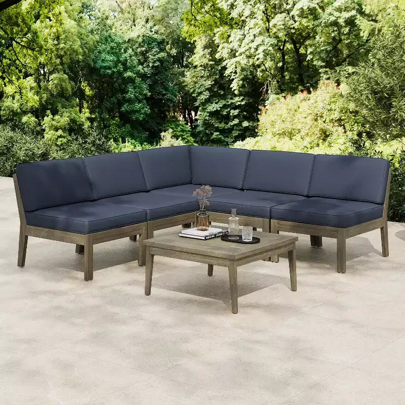 Christopher Knight Home Caelis Ensemble de 6 meubles de jardin rustiques en bois d'acacia avec coussins