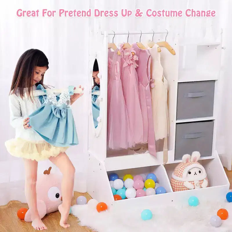 Dress-Up Storage for Girls - Features Light, Mirror, Clothing Rack, and Storage Bin