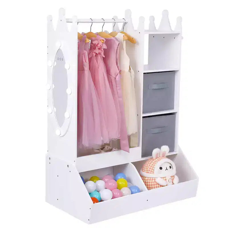 Dress-Up Storage for Girls - Features Light, Mirror, Clothing Rack, and Storage Bin