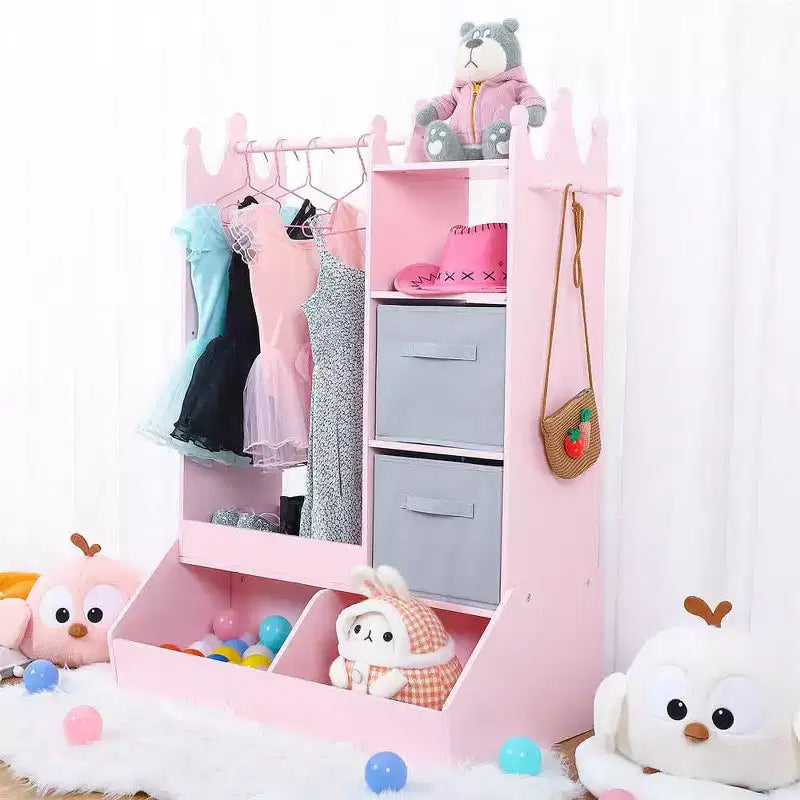 Dress-Up Storage for Girls - Features Light, Mirror, Clothing Rack, and Storage Bin