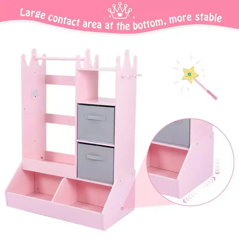 Dress-Up Storage for Girls - Features Light, Mirror, Clothing Rack, and Storage Bin