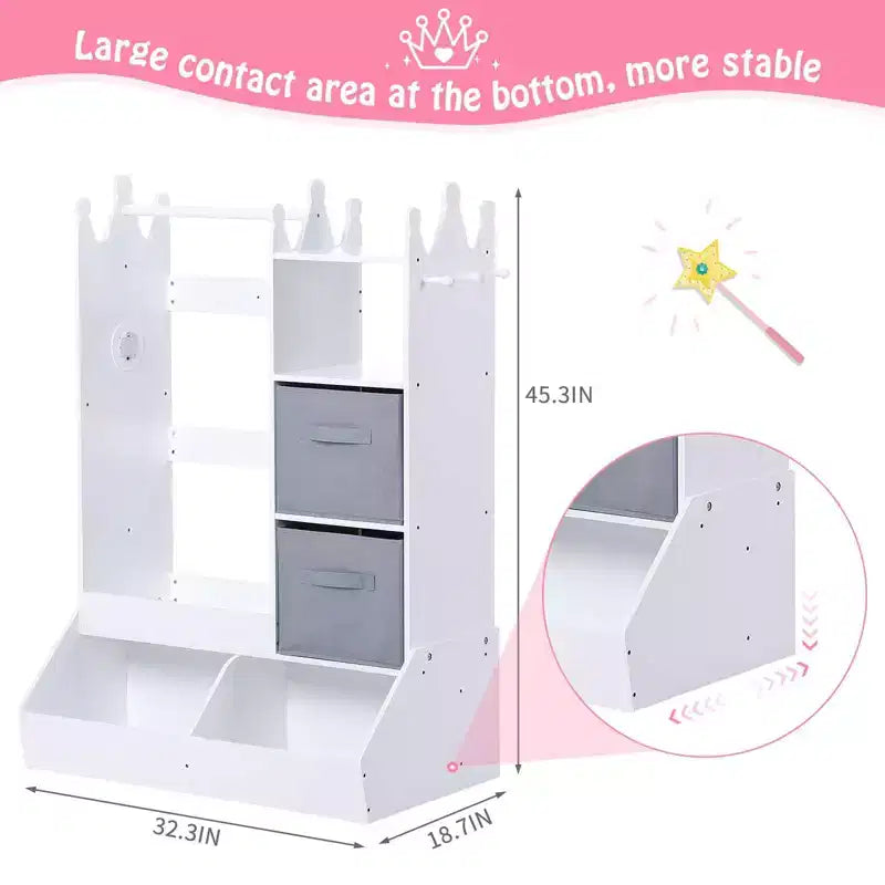 Dress-Up Storage for Girls - Features Light, Mirror, Clothing Rack, and Storage Bin