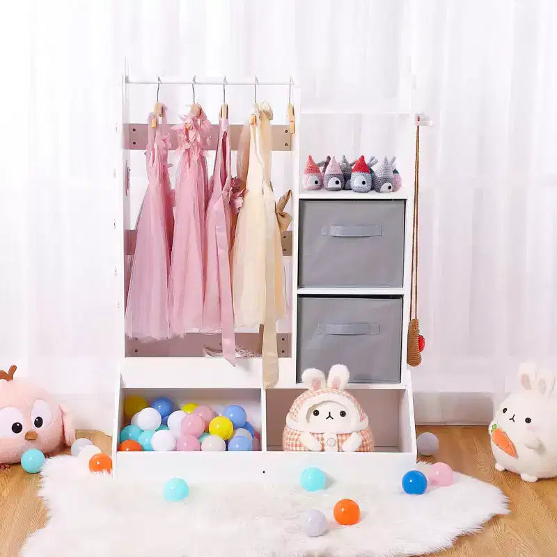 Meuble de rangement pour déguisements de filles - Comprend lumière, miroir, penderie et bac de rangement