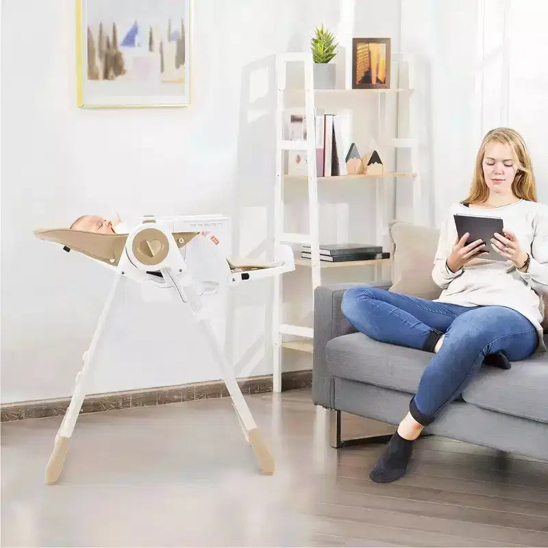 Folding High Chairs for Babies and Toddlers with Removable Tray, Lightweight Baby High Chair, 5-Point Safety Harness, Multiple Recline Positions
