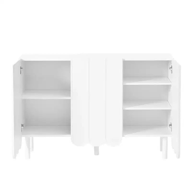 Okak Minimalist Sideboard Buffet Cabinet with Storage and 5 Solid Wood Legs, Shoe Cabinet with Adjustable Shelf for Living Room Kitchen
