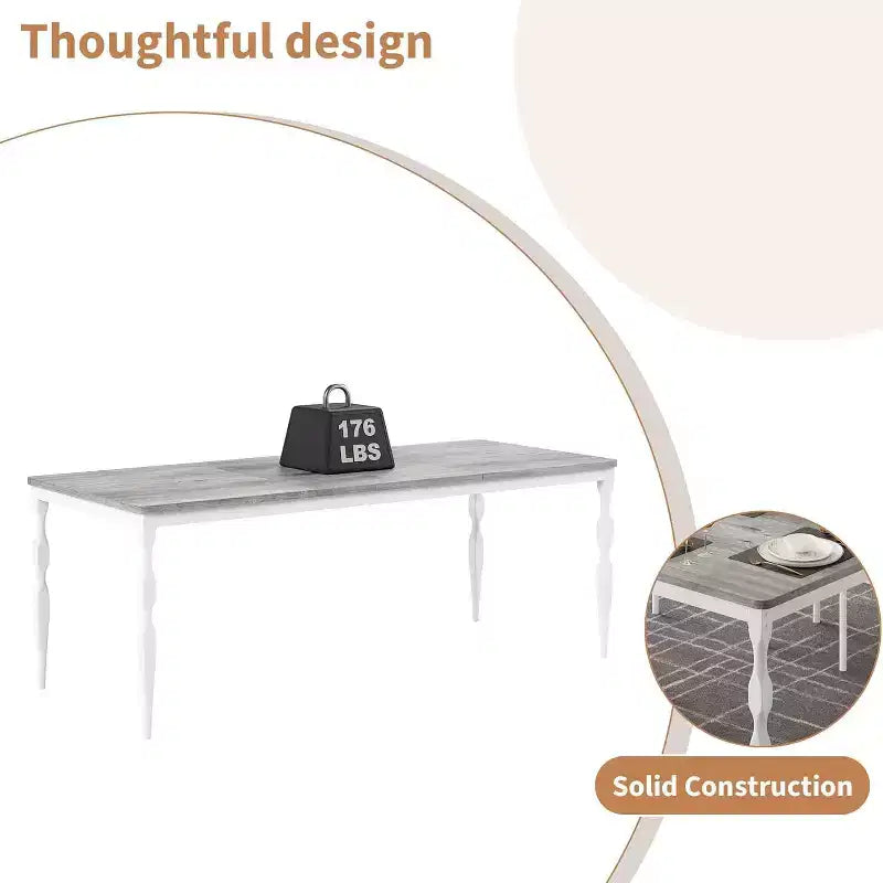 COZONY 78 Farmhouse Dining Table, Rectangular Wood Table for 6-8, Heavy Duty Legs, Wash Grey Finish