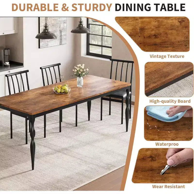 COZONY 78 Farmhouse Dining Table, Rectangular Wood Table for 6-8, Heavy Duty Legs, Wash Grey Finish