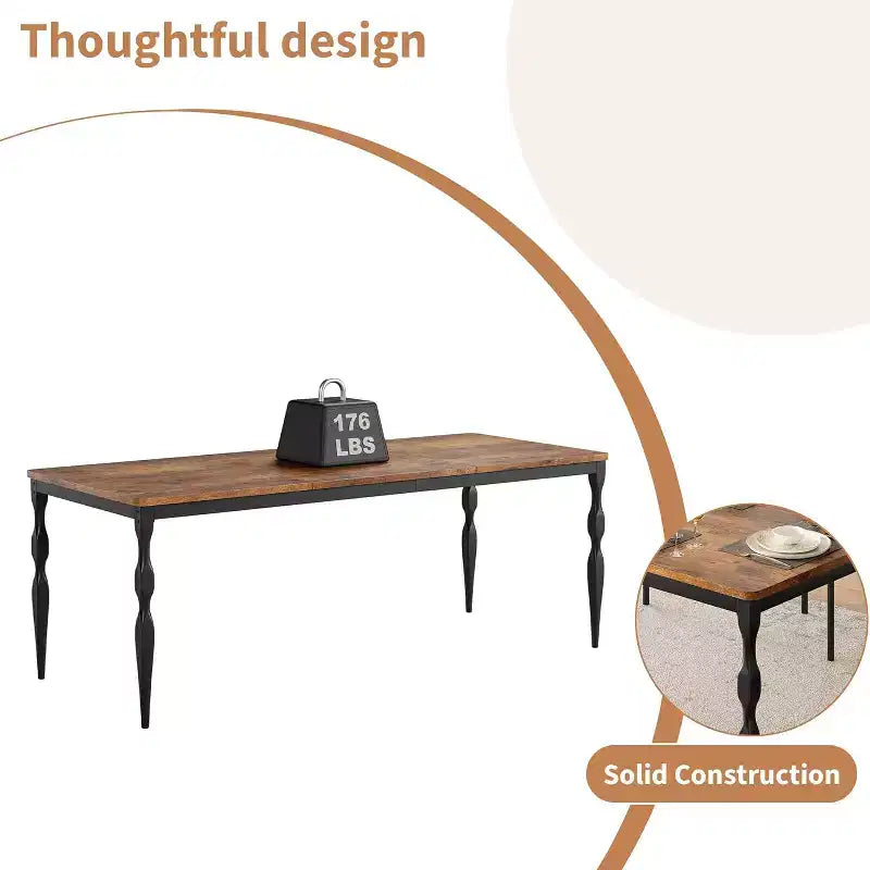 COZONY 78 Farmhouse Dining Table, Rectangular Wood Table for 6-8, Heavy Duty Legs, Wash Grey Finish