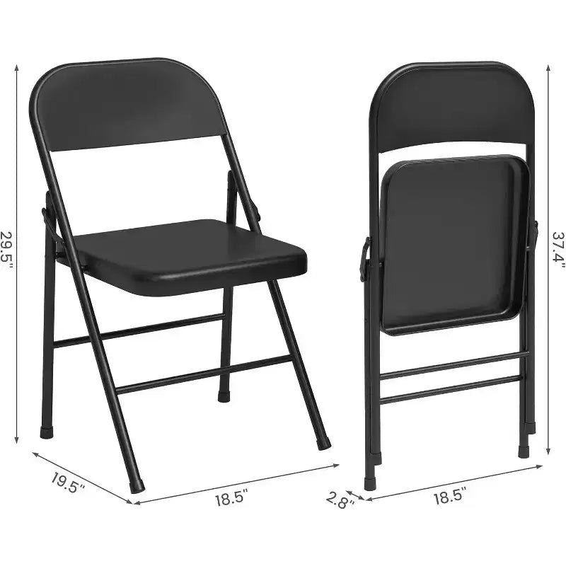 All-Steel Folding Chairs with Backrest, Heavy Duty Metal Foldable Dining Chair Hold Up to 350 LBS, for Office, Indoor & Outdoor Events