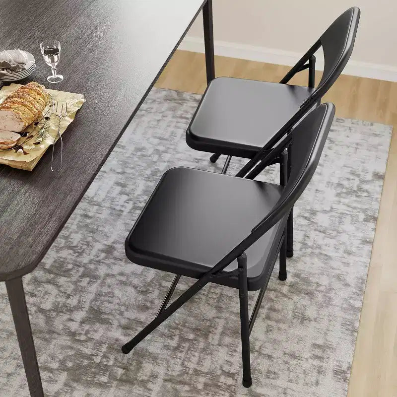 All-Steel Folding Chairs with Backrest, Heavy Duty Metal Foldable Dining Chair Hold Up to 350 LBS, for Office, Indoor & Outdoor Events