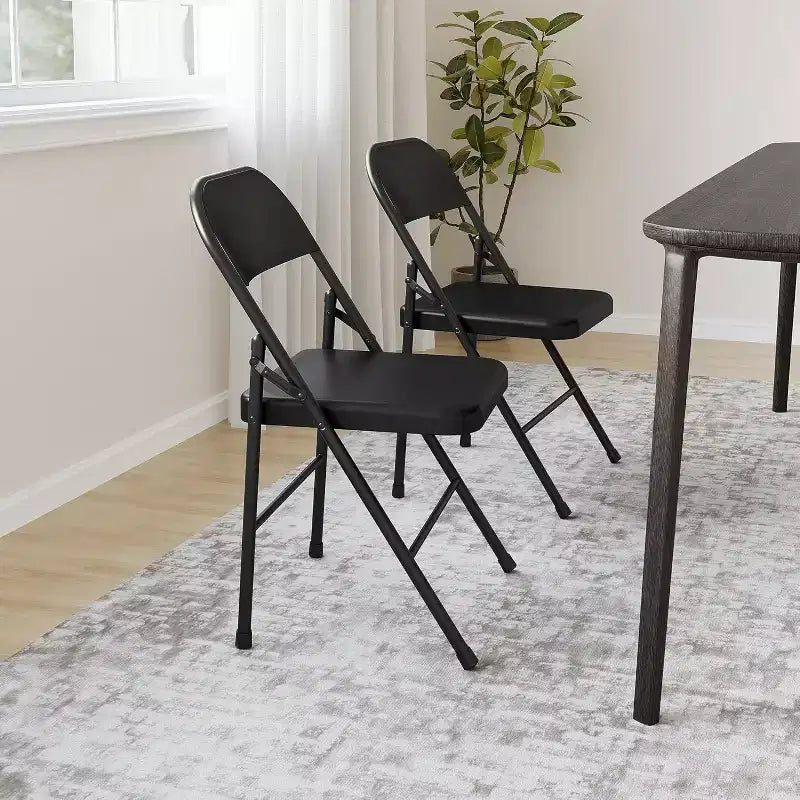 All-Steel Folding Chairs with Backrest, Heavy Duty Metal Foldable Dining Chair Hold Up to 350 LBS, for Office, Indoor & Outdoor Events