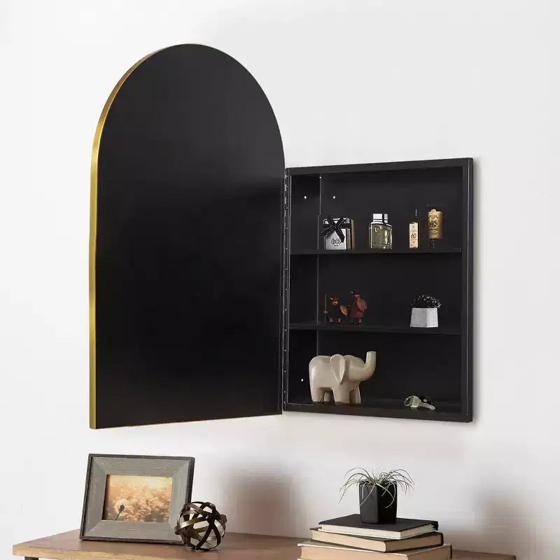 PexFix 36 x 24 Arched Recessed Bathroom Cabinet with Mirror Stainless Steel Frame and 2 Adjustable Shelves Wall Medicine Cabinets Mirrors Gold
