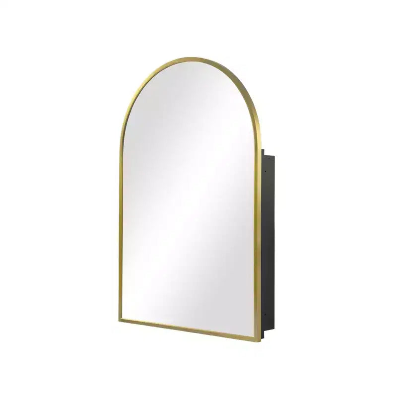 PexFix 36 x 24 Arched Recessed Bathroom Cabinet with Mirror Stainless Steel Frame and 2 Adjustable Shelves Wall Medicine Cabinets Mirrors Gold