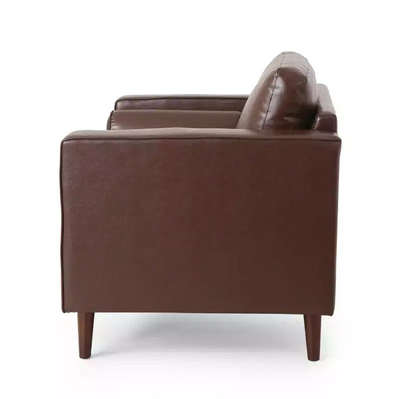 GDFStudio Hixon Contemporary Faux Leather Tufted Club Chair with Bolster Pillows