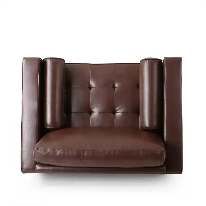 GDFStudio Hixon Contemporary Faux Leather Tufted Club Chair with Bolster Pillows