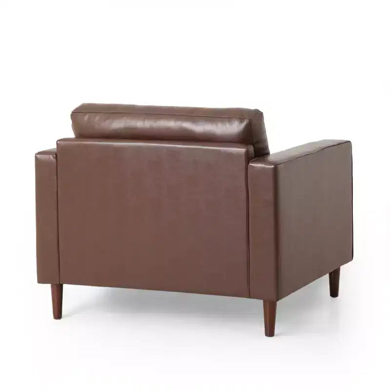 GDFStudio Hixon Contemporary Faux Leather Tufted Club Chair with Bolster Pillows