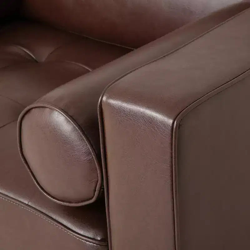 GDFStudio Hixon Contemporary Faux Leather Tufted Club Chair with Bolster Pillows