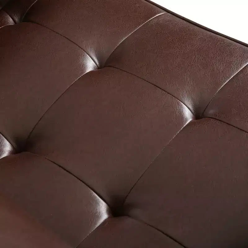 GDFStudio Hixon Contemporary Faux Leather Tufted Club Chair with Bolster Pillows