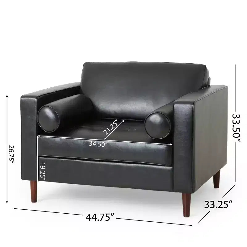 GDFStudio Hixon Contemporary Faux Leather Tufted Club Chair with Bolster Pillows