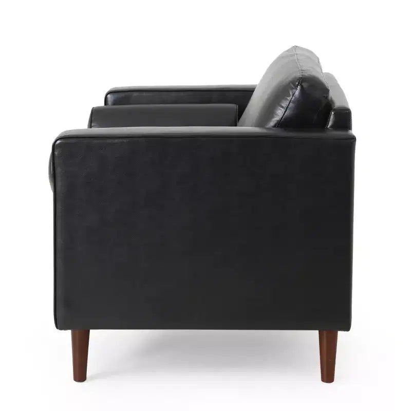 GDFStudio Hixon Contemporary Faux Leather Tufted Club Chair with Bolster Pillows