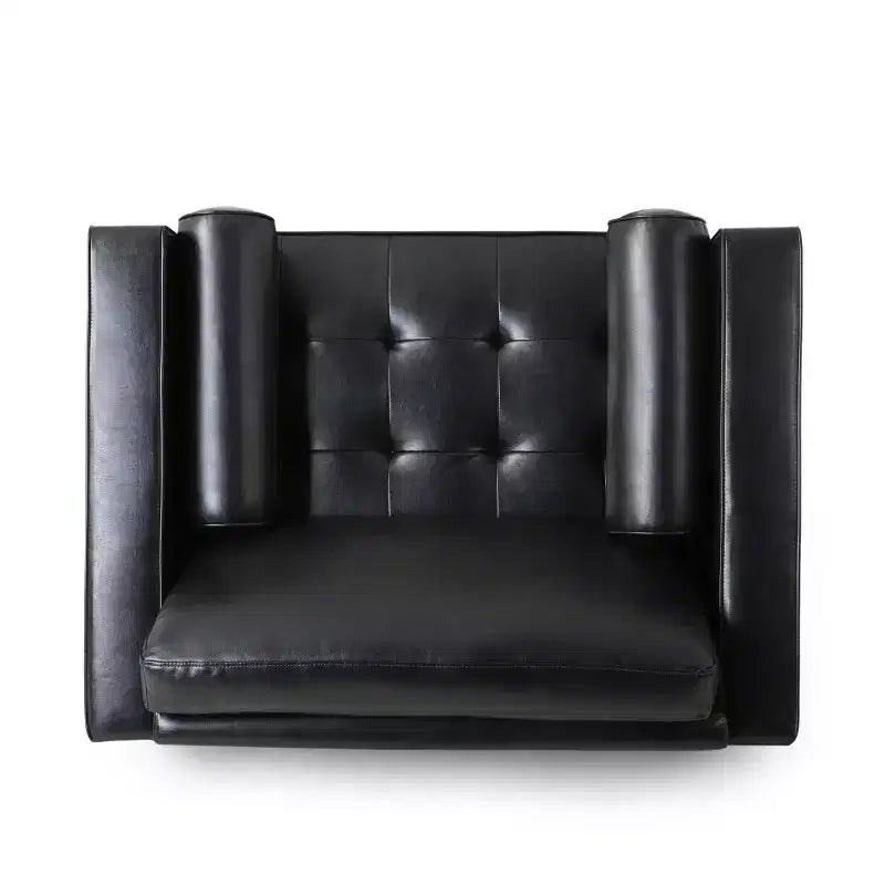 GDFStudio Hixon Contemporary Faux Leather Tufted Club Chair with Bolster Pillows