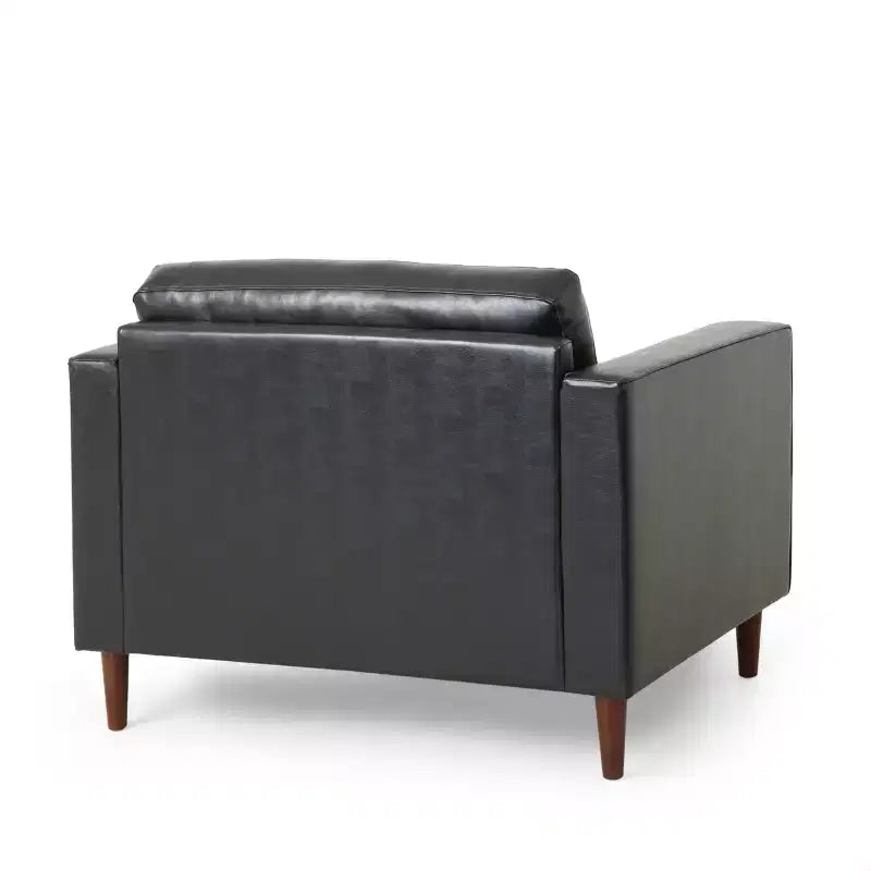 GDFStudio Hixon Contemporary Faux Leather Tufted Club Chair with Bolster Pillows