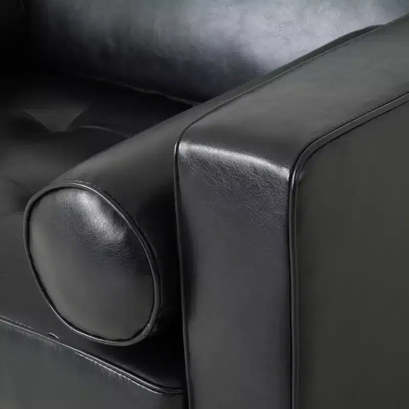 GDFStudio Hixon Contemporary Faux Leather Tufted Club Chair with Bolster Pillows
