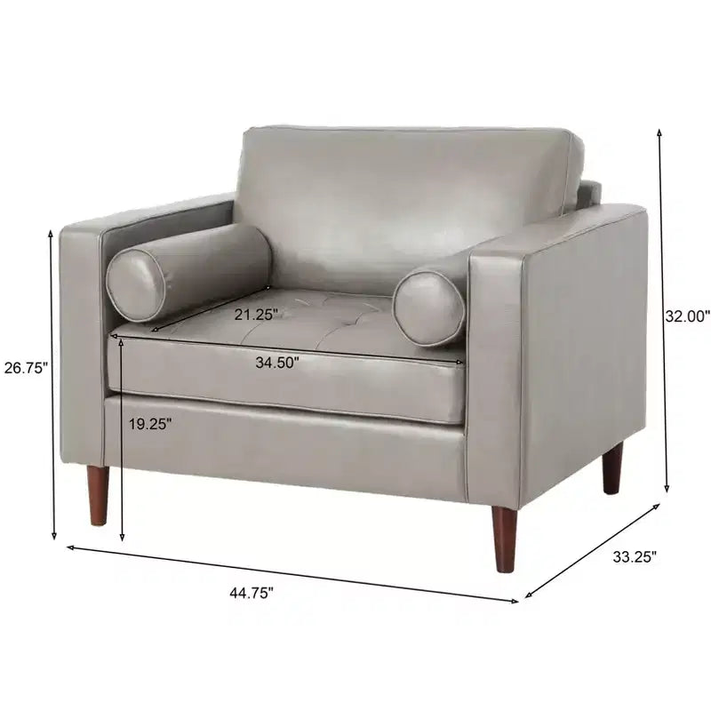 GDFStudio Hixon Contemporary Faux Leather Tufted Club Chair with Bolster Pillows
