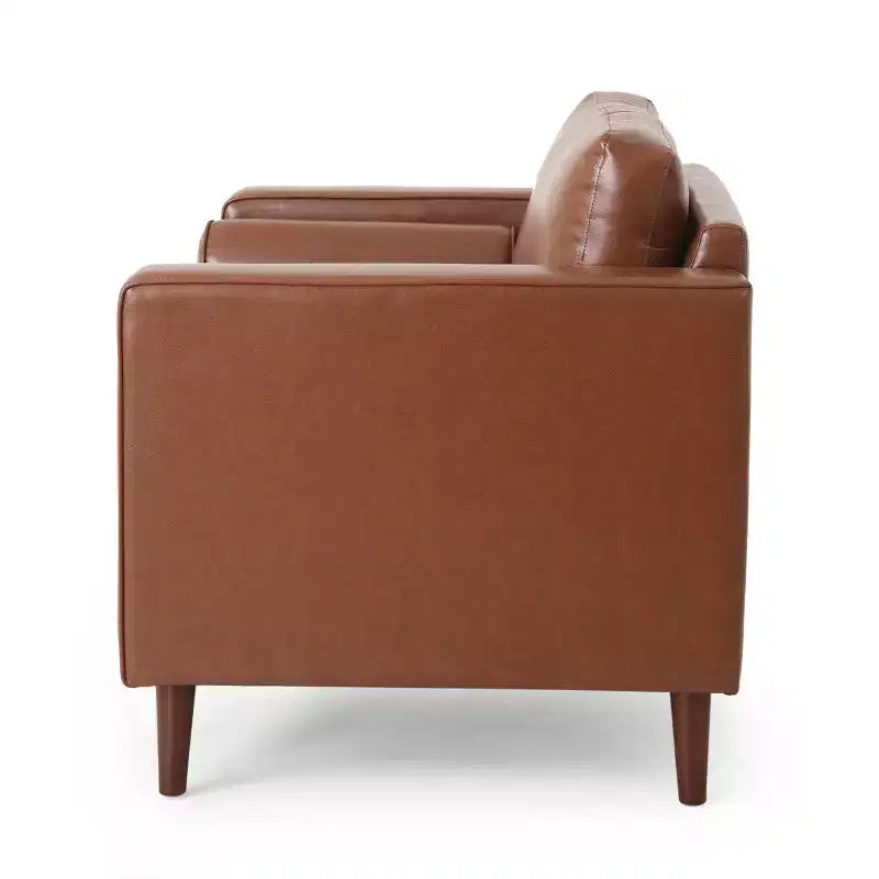 GDFStudio Hixon Contemporary Faux Leather Tufted Club Chair with Bolster Pillows