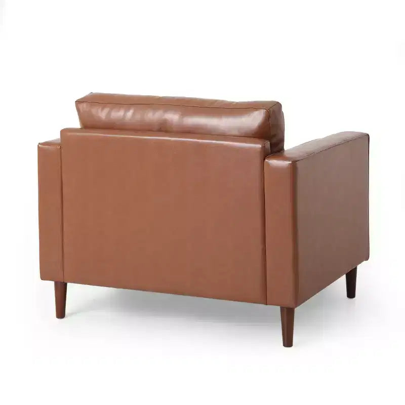 GDFStudio Hixon Contemporary Faux Leather Tufted Club Chair with Bolster Pillows