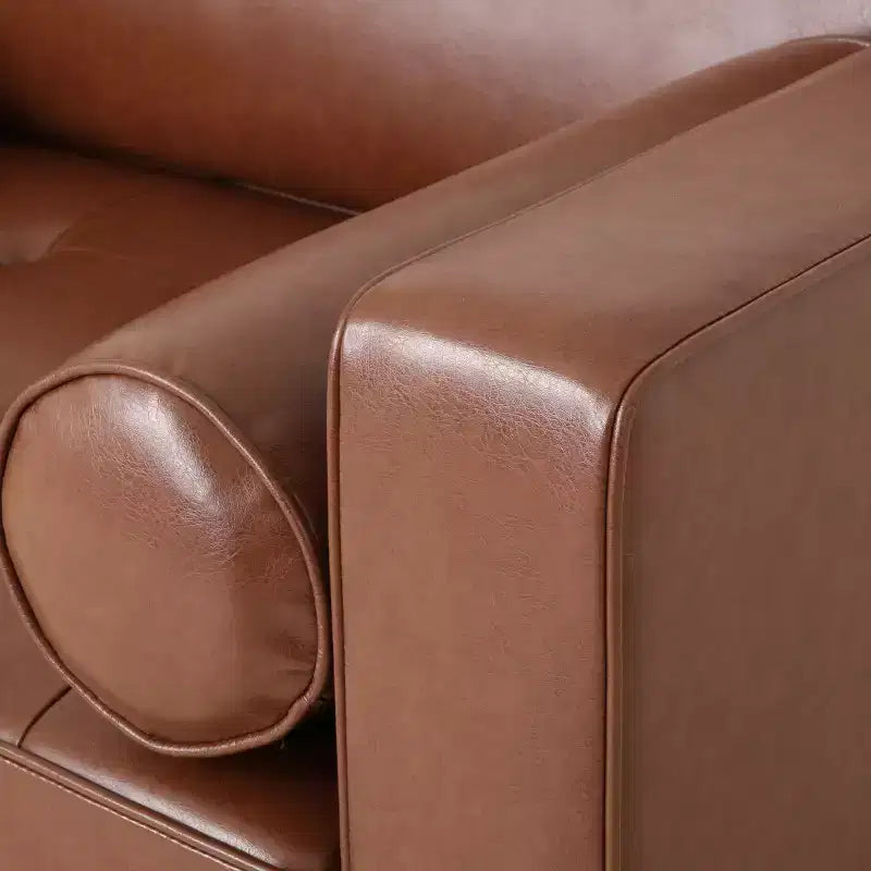 GDFStudio Hixon Contemporary Faux Leather Tufted Club Chair with Bolster Pillows