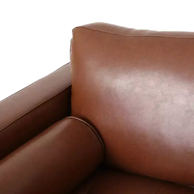 GDFStudio Hixon Contemporary Faux Leather Tufted Club Chair with Bolster Pillows