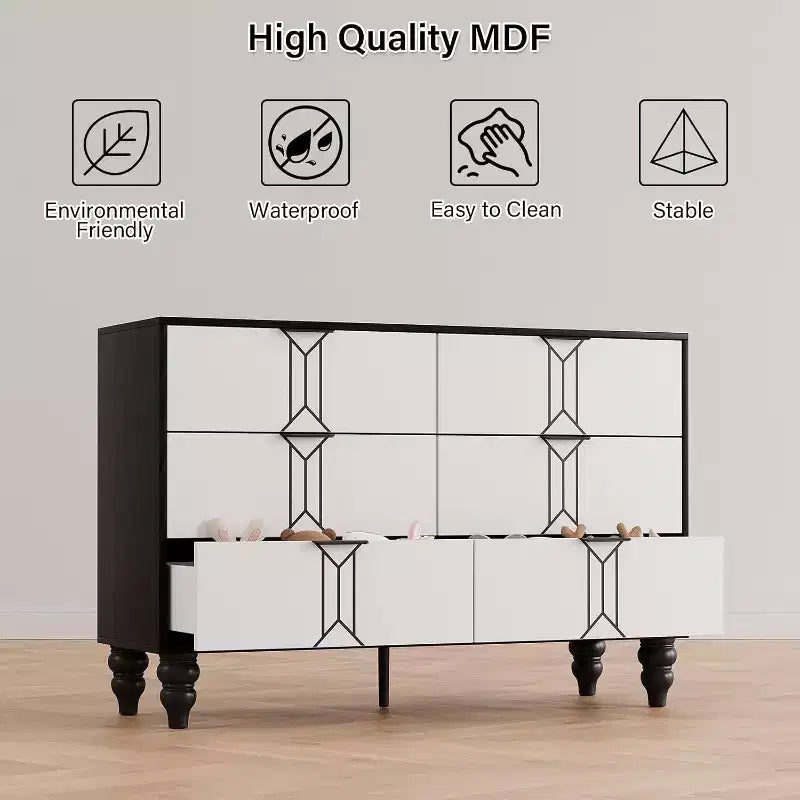 COZONY Modern Wooden 6-Drawer Dresser with Vintage Pattern & Deep Drawers  Chest for Bedroom, Living Room & Entryway Storage