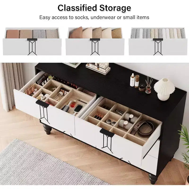 COZONY Modern Wooden 6-Drawer Dresser with Vintage Pattern & Deep Drawers  Chest for Bedroom, Living Room & Entryway Storage