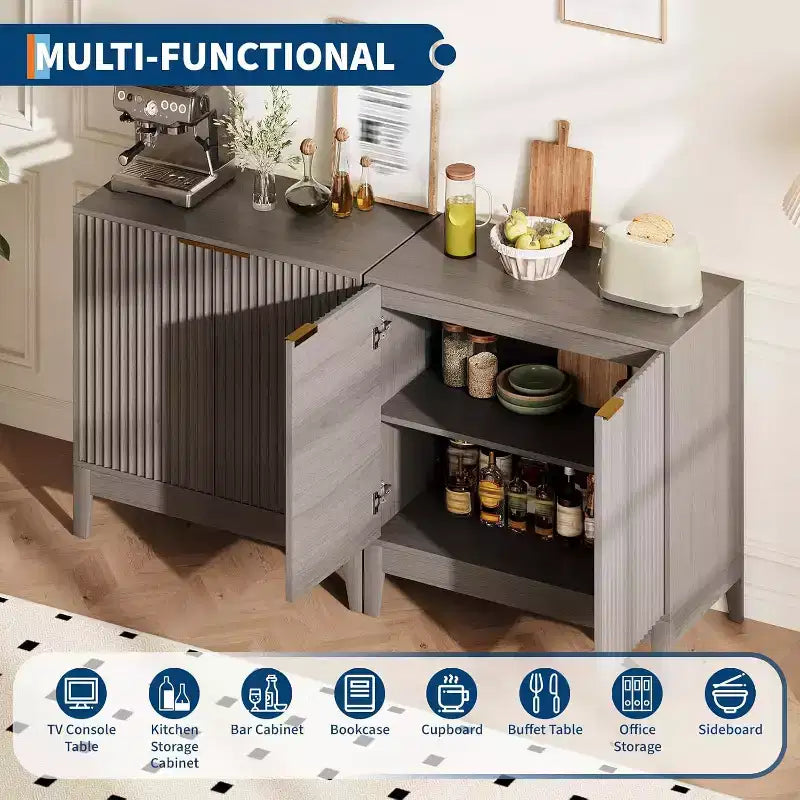 31.5 Storage Cabinet, Modern Entryway Accent Cabinet with 2 Doors, Buffet Sideboard Console Table Credenza for Living Room, Kitchen, Entryway